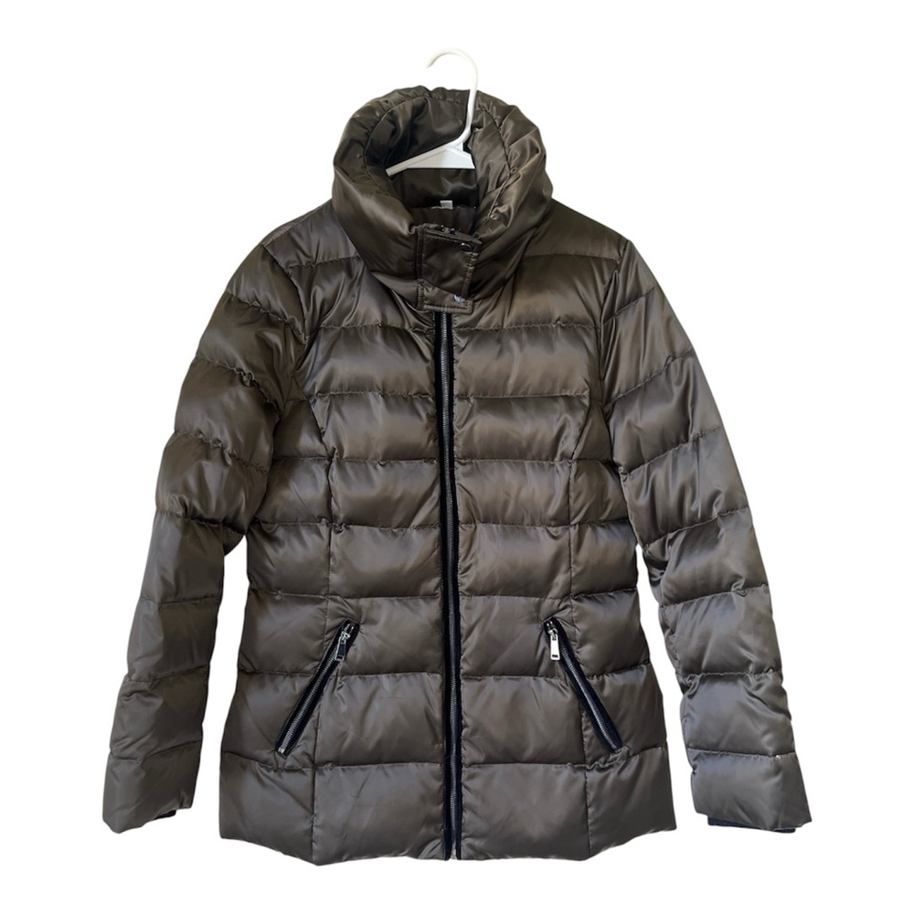 GIANNI BINI Olive Metallic Puffer Jacket - Size 10